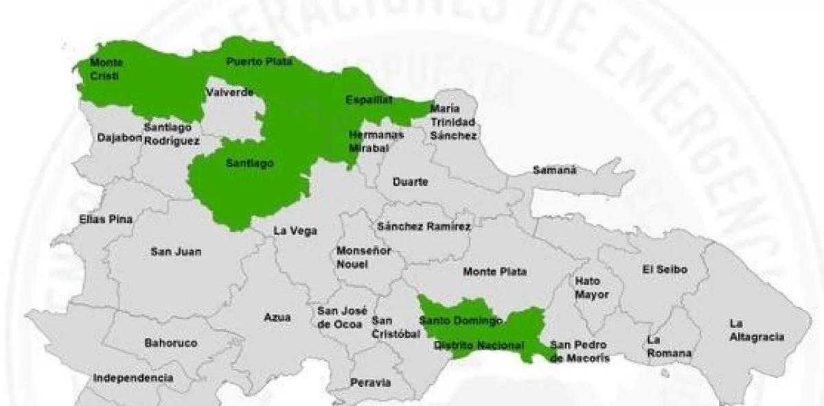 COE reduce alerta a cinco provincias y al Distrito Nacional